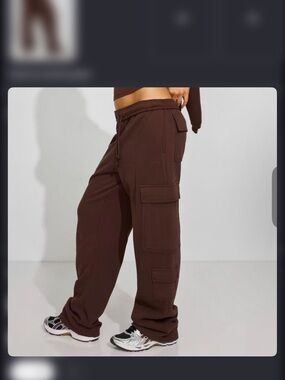 garage  Brown Cargo Sweatpants with Drawstring Waist
